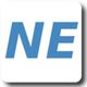 Blaues "NE" auf weißem Hintergrund, mit abgerundeten Ecken.
