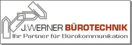 Logo von J. Werner Bürotechnik mit Slogan: "Ihr Partner für Bürokommunikation".