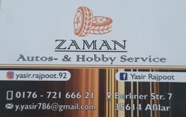 Visitenkarte: Zaman Autos- & Hobby Service, Kontaktinfo, Social-Media-Icons, Adresse in Aßlar.