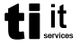Logo mit fetten Buchstaben "ti it services" auf weißem Hintergrund.