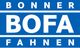 Blaues Logo mit weißem Text: "BONNER BOFA FAHNEN".