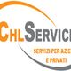 Logo CHL Service con scritta "Servizi per aziende e privati" in arancione e grigio.