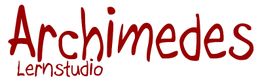 Roter Schriftzug "Archimedes Lernstudio" auf weißem Hintergrund.