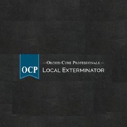 Logo of OCP Local Exterminator with a dark background.