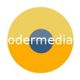 Gelbes und orangefarbenes Kreissymbol mit dem Wort "odermedia" in Weiß im Zentrum.
