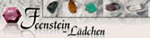 Logo mit verschiedenen Edelsteinen und dem Schriftzug "Feenstein Lädchen".