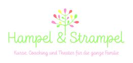 Ein bunter Baum über dem Text "Hampel & Strampel", mit dem Untertitel für Familienkurse.