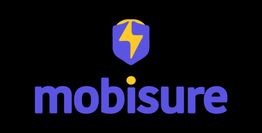 Logo de Mobisure avec un bouclier bleu et jaune sur fond noir.