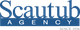 Scautub Agency logo with blue text, established in 1926.