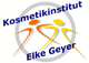 Logo des Kosmetikinstituts Elke Geyer mit abstrakter Figurengrafik in Orange und Gelb.