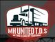 Logo featuring a truck and the text: "MH UNITED T.D.S - We take a load off your mind".