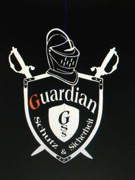Logo mit Ritterhelm, Schwert und Schild. Text: Guardian, Schutz & Sicherheit, GSS.