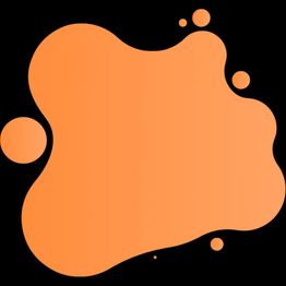 An irregular orange splatter shape on a black background.