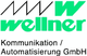 Logo von Wellner Kommunikation/Automatisierung GmbH in Grün und Schwarz mit grafischen Elementen.