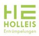 Grünes Logo der Firma Holleis Entrümpelungen mit stilisierten Buchstaben.