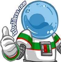 Astronauta caricaturesco con casco azul y pulgar arriba, texto "astrolibros.com".
