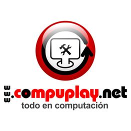 Logo de "compuplay.net" con icono de computadora y herramientas. Texto: "todo en computación".