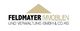 Logo von Feldmayer Immobilien mit einem stilisierten, hellbraunen Dreieck über dem Schriftzug.