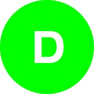 Grüner Kreis mit weißem Buchstaben "D" in der Mitte.