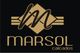 Logo da Marsol Calçados com fundo preto, letra "M" estilizada em dourado.