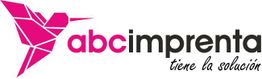Logo de "abc imprenta" con colibrí geométrico rosa y texto "tiene la solución".