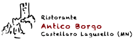 "Logo del Ristorante Antico Borgo a Castellaro Lagusello (MN) con illustrazione stilizzata."