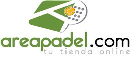 Logo de areapadel.com con una pala de pádel verde y una pelota amarilla. Texto: "tu tienda online".