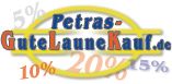 Logo: Petras-GuteLauneKauf.de mit Rabattangaben von 5%, 10%, 15%, und 20%.