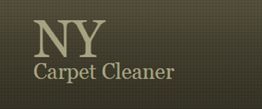 "NY Carpet Cleaner logo with gray text on a dark textured background."