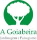 Logotipo verde de uma árvore com texto: "A Goiabeira - Jardinagem e Paisagismo".