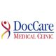 Logo of DocCare Medical Clinic with a stylized person icon in red, blue, and yellow.