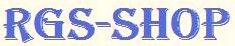 Textlogo "RGS-SHOP" in blauer Schrift auf beigem Hintergrund.