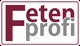 Logo mit dem Wort "Fetenprofi" in Bordeauxrot und Grau.