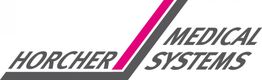 Logo von Horcher Medical Systems mit grauer und pinker Schrift auf weißem Hintergrund.