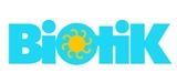Logo de "Biotik" en azul y amarillo con diseño de un sol en la letra "o".