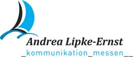 Segel-Logo mit Text: "Andrea Lipke-Ernst, kommunikation_messen".