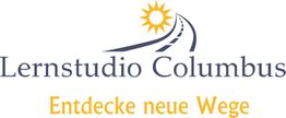 Lernstudio Columbus Logo: "Entdecke neue Wege" mit einer Straße und Sonne als Symbol.
