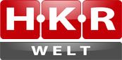 Rotes Logo mit Buchstaben "H.K.R" oben und "WELT" unten auf grauem Hintergrund.