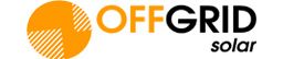 Logo: Orange Kreis, Text "OFFGRID solar", schwarz und orange.