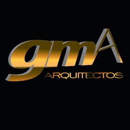 Logo de "gmA ARQUITECTOS" en letras doradas sobre fondo negro.