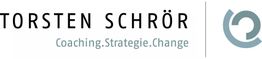 "Logo mit Text: 'Torsten Schrör - Coaching. Strategie. Change.' und grafischem Symbol rechts."
