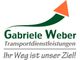Logo von "Gabriele Weber Transportdienstleistungen" mit grünem Pfeil und Slogan: "Ihr Weg ist unser Ziel!"