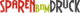 Textlogo: "SPAREN BEIM DRUCK" in bunten Buchstaben auf transparentem Hintergrund.