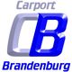 Logo mit den Buchstaben "CB" in Silber und Blau, darüber "Carport", darunter "Brandenburg".
