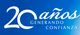 Texto en azul: "20 años generando confianza" sobre fondo degradado de azul claro a oscuro.