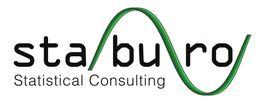 Logo von Staburo mit grünem Diagramm, Text: "Statistical Consulting".