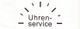 Schwarzer Schriftzug "Uhrenservice" mit Strichen, die ein Zifferblatt andeuten, auf weißem Hintergrund.