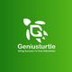 Logo: Abstract turtle with text "Geniusturtle - Bring Success To Your Education" on green background.