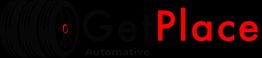 Ein Logo mit einem Reifen und dem Text "GetPlace Automotive" in Rot und Schwarz.