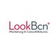 Logo de LookBcn con texto "Marketing & ComuNIKación" en fondo blanco.